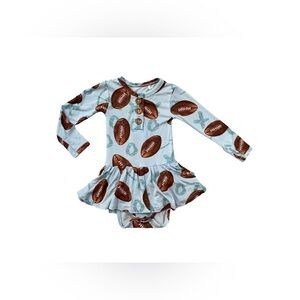 Posh Peanut Size 3-6 Months Field Day Football Henley Twirl Bodysuit